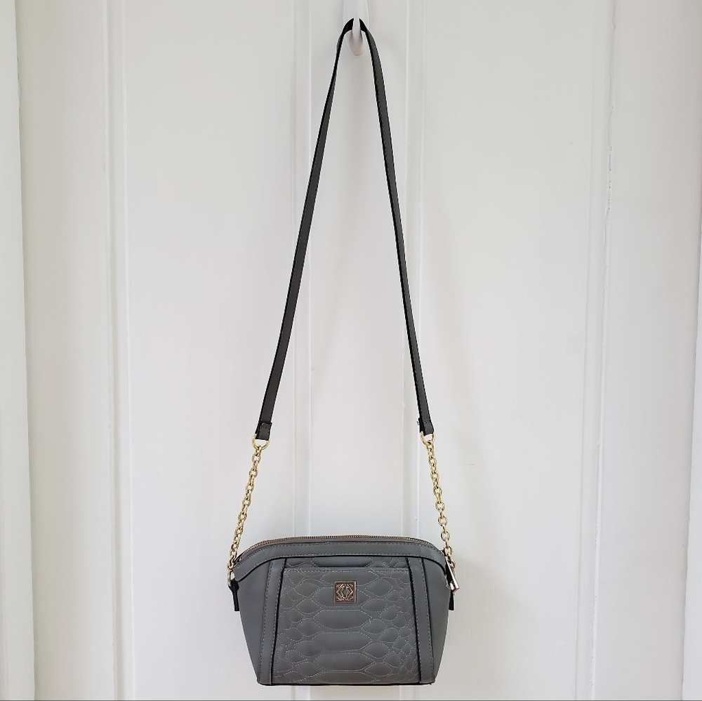 Kate Landry Gray Faux Leather Crossbody Bag - Gold Chain